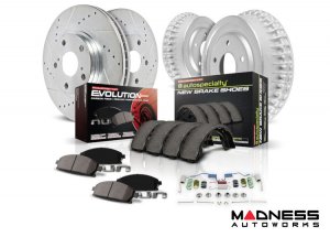 Honda Civic Brake Kit - Front and Rear - PowerStop - Drilled & Slotted Rotors + Carbon-Fiber Ceramic Pads + Coated Drums - 2000